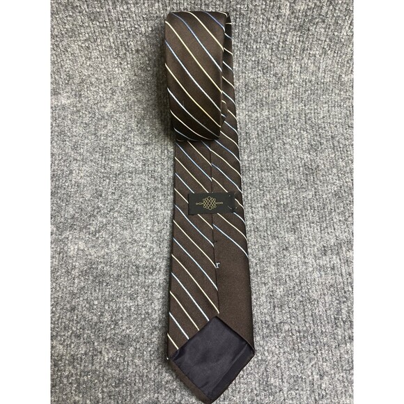 Christian Dior Men’s Tie Necktie Brown Striped Embroidered Logo Vintage - Picture 2 of 4